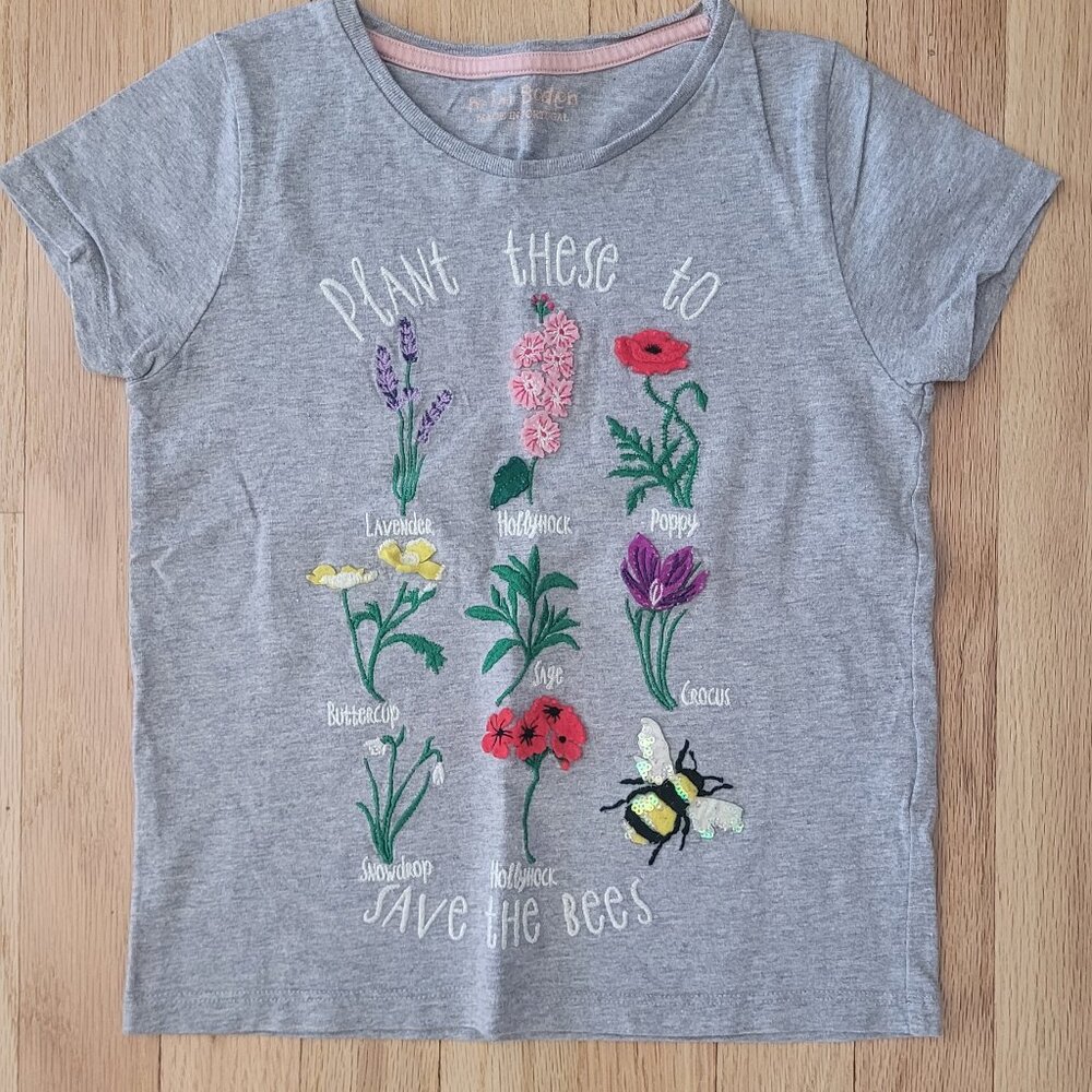 HTF Mini Boden Plant These to Save the Bees Shirt - size 7-8